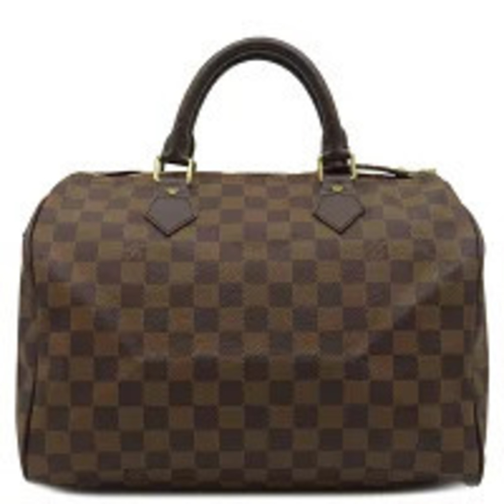 Louis Vuitton Speedy Handbag Damier Canvas Ebene Brown Boston Key Padlock